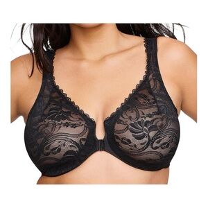 Glamorise Women’s Plus Size Wonderwire Lace Front-Closure Underwire Bra 9245 New